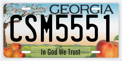 GA license plate CSM5551