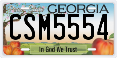 GA license plate CSM5554