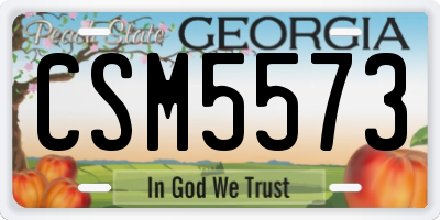 GA license plate CSM5573