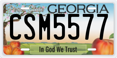 GA license plate CSM5577