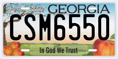 GA license plate CSM6550