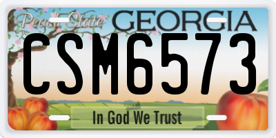 GA license plate CSM6573