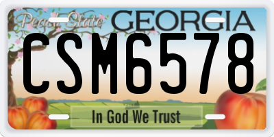 GA license plate CSM6578