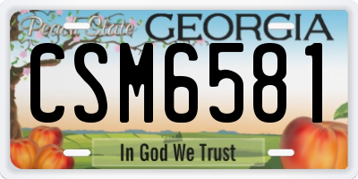 GA license plate CSM6581