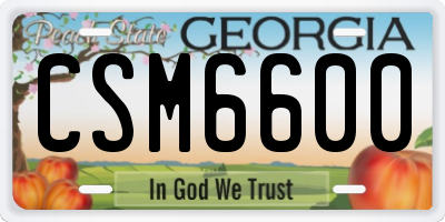 GA license plate CSM6600