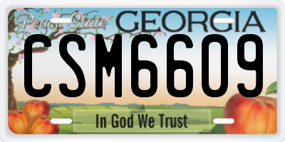 GA license plate CSM6609