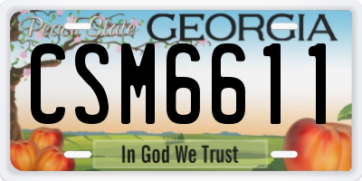 GA license plate CSM6611