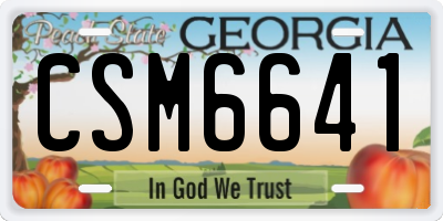 GA license plate CSM6641