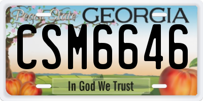 GA license plate CSM6646
