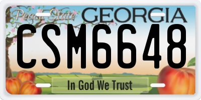 GA license plate CSM6648