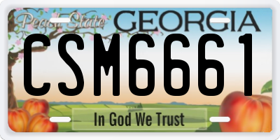 GA license plate CSM6661