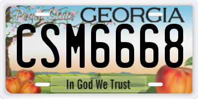 GA license plate CSM6668