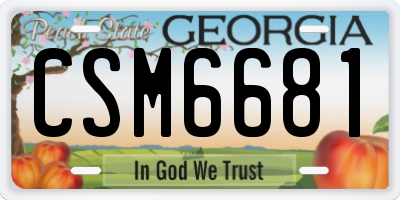 GA license plate CSM6681