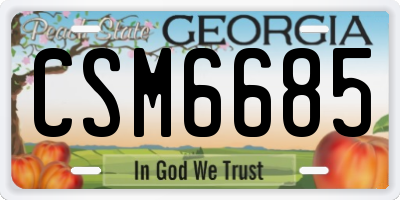 GA license plate CSM6685
