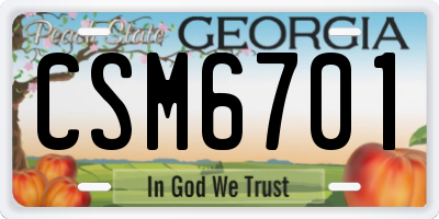 GA license plate CSM6701
