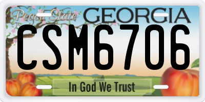 GA license plate CSM6706