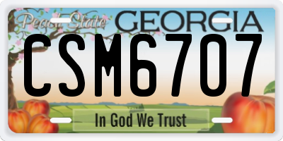 GA license plate CSM6707