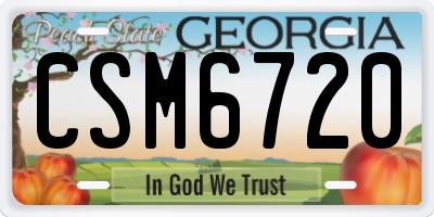 GA license plate CSM6720