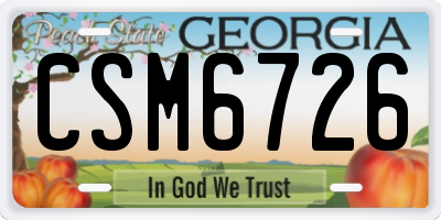 GA license plate CSM6726