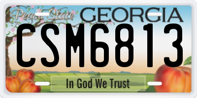GA license plate CSM6813