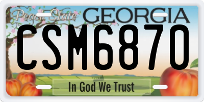 GA license plate CSM6870