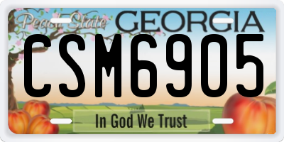 GA license plate CSM6905