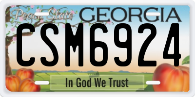 GA license plate CSM6924