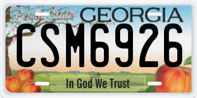 GA license plate CSM6926