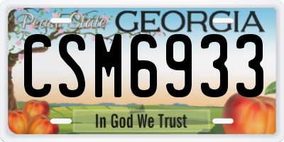 GA license plate CSM6933