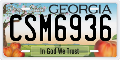 GA license plate CSM6936