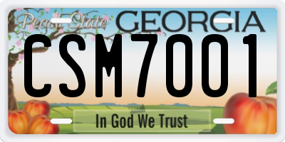 GA license plate CSM7001