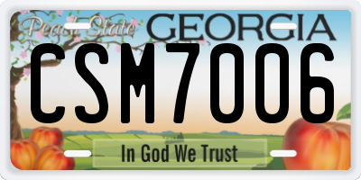 GA license plate CSM7006