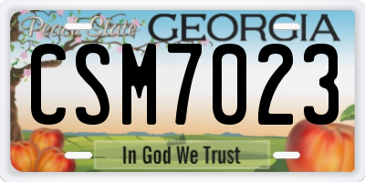 GA license plate CSM7023