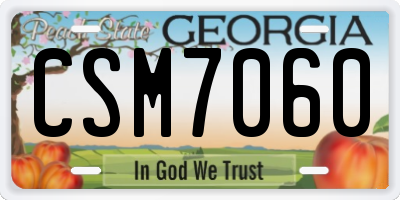 GA license plate CSM7060