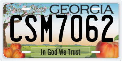 GA license plate CSM7062