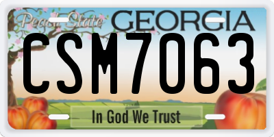 GA license plate CSM7063