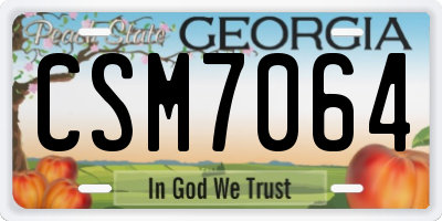 GA license plate CSM7064