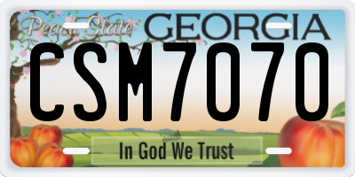 GA license plate CSM7070
