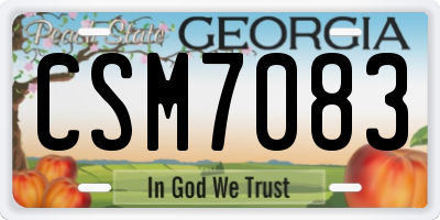 GA license plate CSM7083