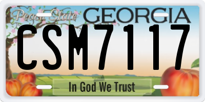 GA license plate CSM7117