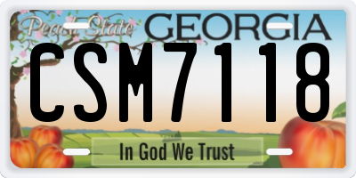 GA license plate CSM7118