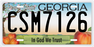 GA license plate CSM7126