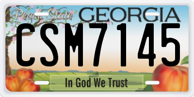 GA license plate CSM7145