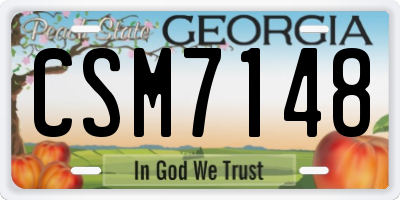 GA license plate CSM7148