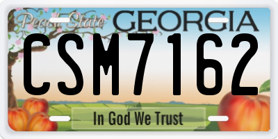 GA license plate CSM7162