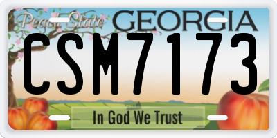 GA license plate CSM7173