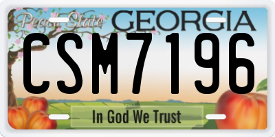 GA license plate CSM7196