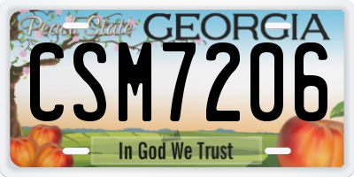 GA license plate CSM7206