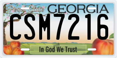 GA license plate CSM7216