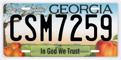 GA license plate CSM7259